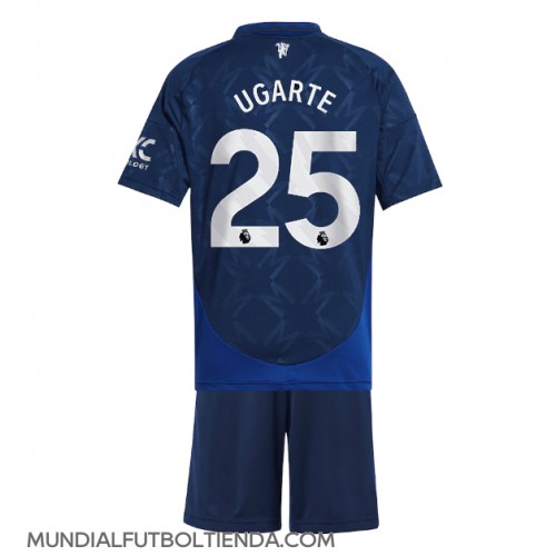 Camiseta Manchester United Manuel Ugarte #25 Segunda Equipación Replica 2024-25 para niños mangas cortas (+ Pantalones cortos)